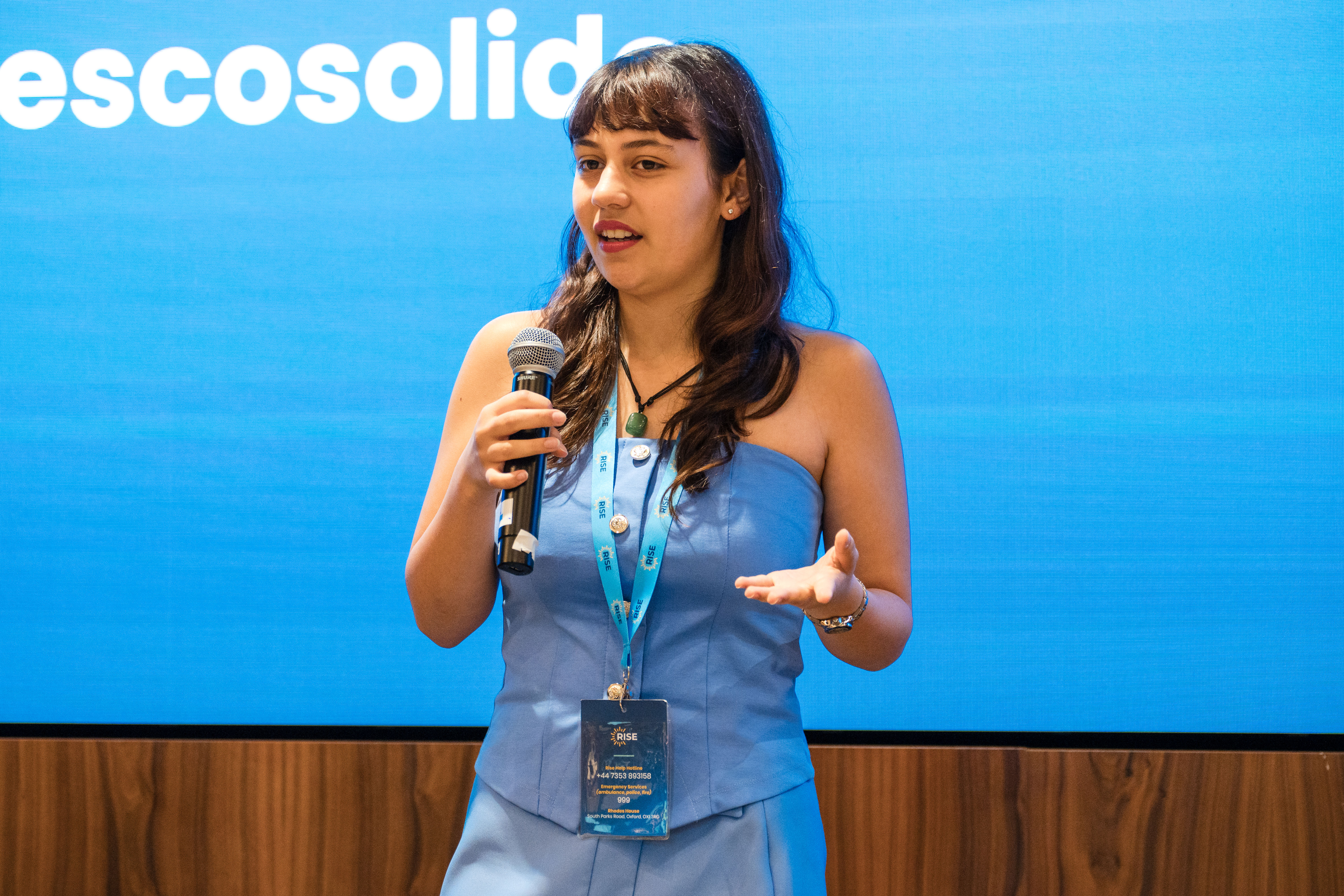 Marika Pescosolido speaking at a Rise event